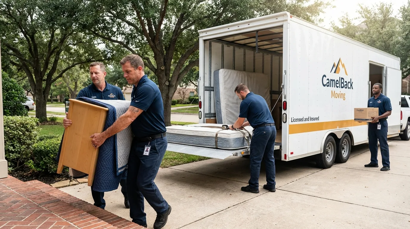 Crew loading residential truck for cross-state move from Itasca, IL